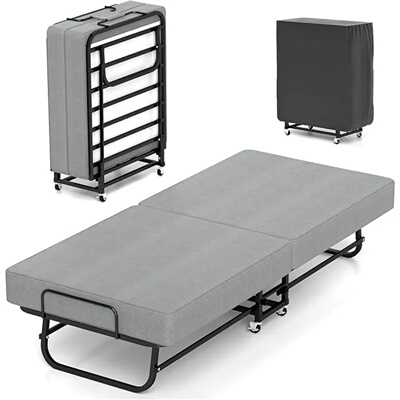 Folding Bed with Mattress, Portable Foldable Bed for Adults