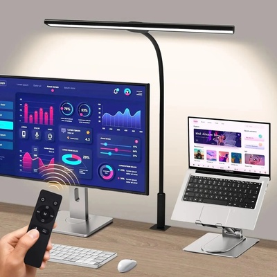 LED Desk Lamp, Stepless Dimming Desk Lamps with Clamp Eye C