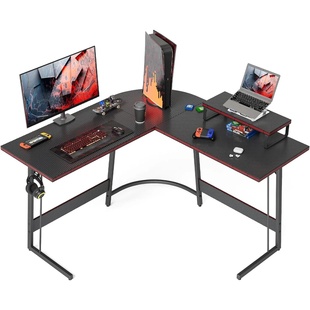 Shaped Gaming Desk Computer Office Desk with Carbon Fiber S