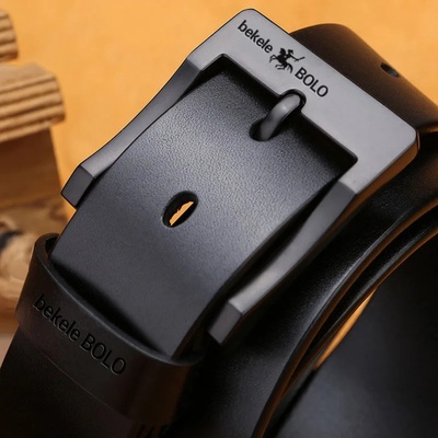 Genuine Leather Men's Belt Fashion Alloy Belts Buckle Luxur