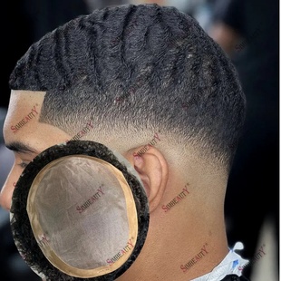 Afro Man Curly Wigs 100% Human Hair Toupee for Men 10MM Dee