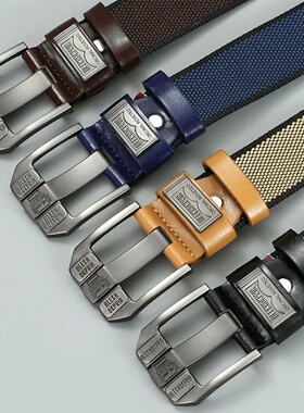 Men's Pin Buckle Youth Overalls Canvas Waistband Belt Casual