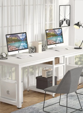 Tribesigns White Long Computer Desk78 Inches Wood Two Person