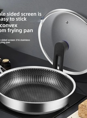 28CM Pan with Lid 316 Stainless Steel Frying Pans Non-stick