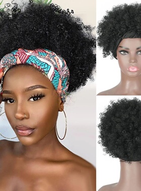 Kinky Curly Wig Black Headband Wigs for Women Short Hair Af