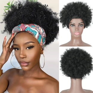 Kinky Curly Wig Black Headband Wigs for Women Short Hair Af
