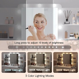 Vanity Desk with Mirror and Lights, 45.3