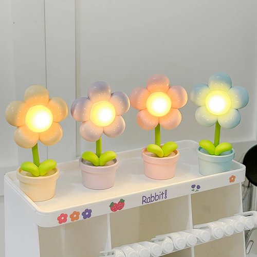 Mini LED Flower Night Light Cute Small Table Lamp Desktop O