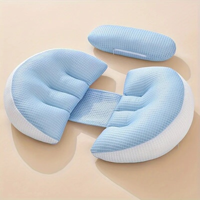 Pregnancy Pillow U Shape Adjustable Maternity Light Blue Re