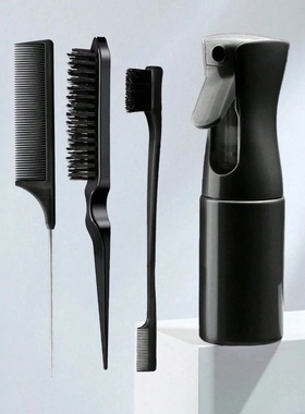 4pcs Hair Brush Set Spray Bottle Slick Back Teasing Comb Ra
