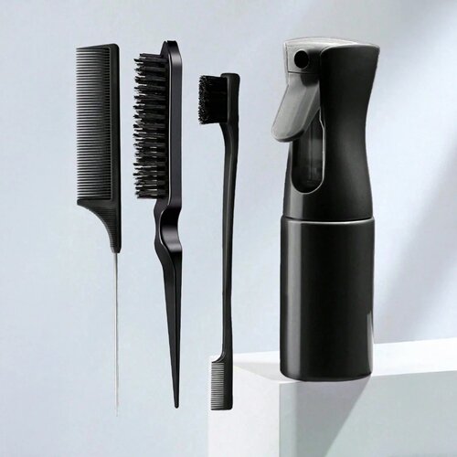 4pcs Hair Brush Set Spray Bottle Slick Back Teasing Comb Ra