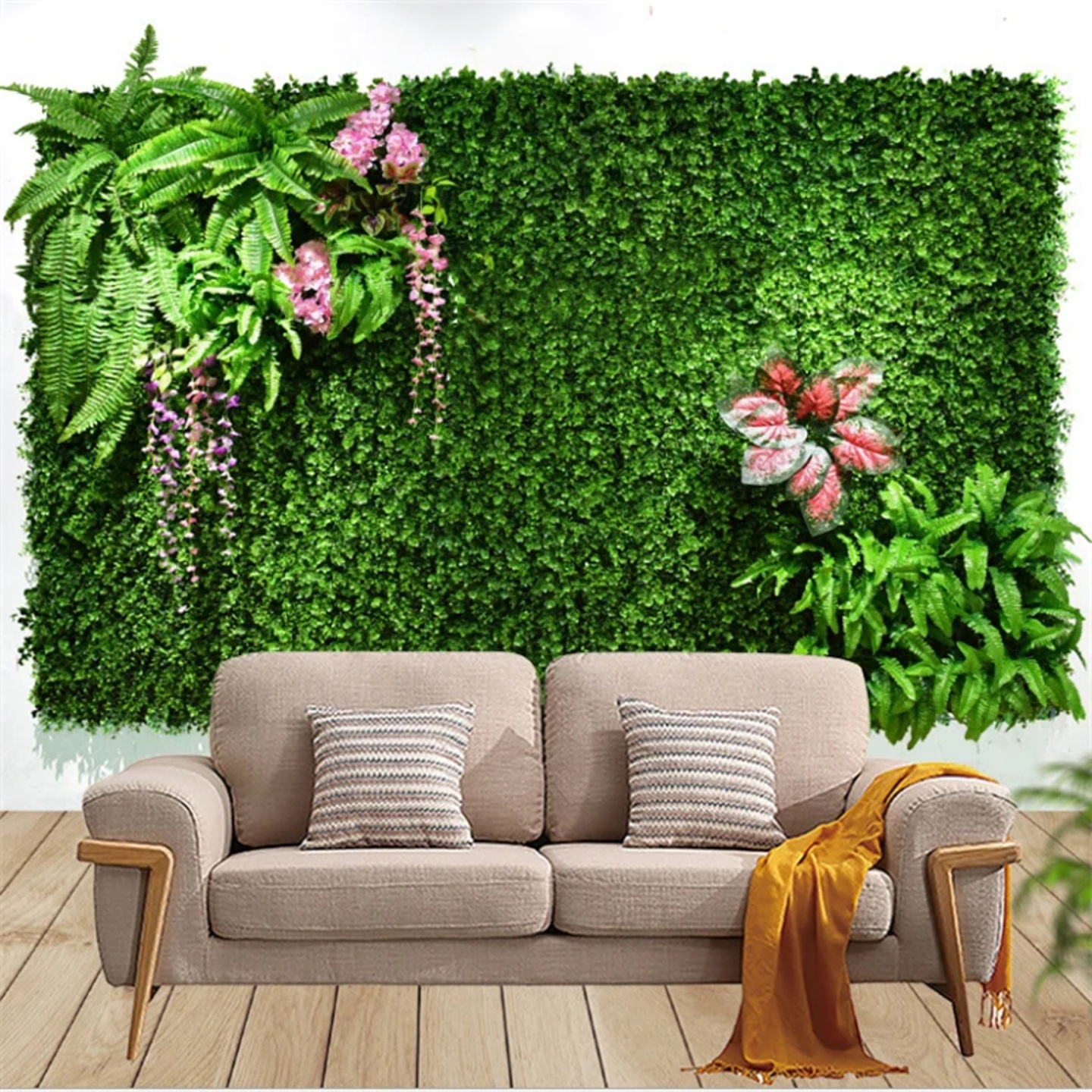 40x60cm  Green Artificial Plants Wall Panel Plastic Outdoor