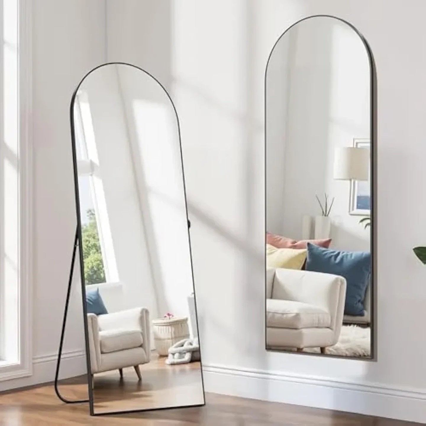 Arched full-length mirror,64x21inches bracket floor mirror
