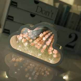 Handmade DIY Tulip Flower Sea Night Atmosphere Lamp Clouds