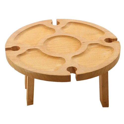 Wooden Folding Picnic Table Outdoor Portable Holder Round F