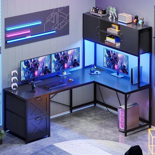 Corner Computer Desk, Reversible L Shaped Computer Desk wit