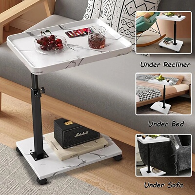 Adjustable Rolling Cart Overbed Bedside Table Laptop Desk C