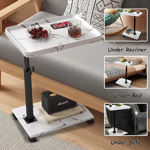 Adjustable Rolling Cart Overbed Bedside Table Laptop Desk C