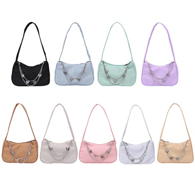 Fashion Women Butterfly Chain Shoulder Bag Pure Color Casual