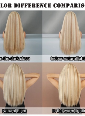 Long Straight Light Blonde Wig for Women Daily Party Highli