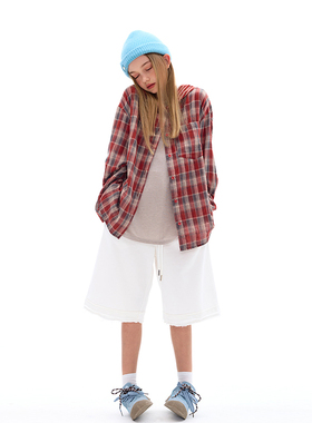 mpeng大童男女同款五分裤宽松休闲裤松紧弹力腰带百搭街头潮款