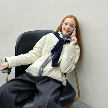 mpeng女童大童冬季配坎肩百搭款菱格冬季外套上衣