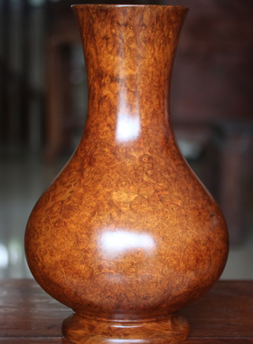 珍品缅甸花梨木瘤疤装饰富贵花瓶工艺收藏品风水摆件