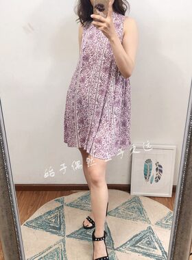 摩登复古 极简主义 品质之选 清新印花无袖宽松显瘦连衣裙新款潮