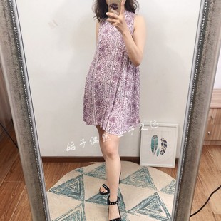 摩登复古 极简主义 品质之选 清新印花无袖宽松显瘦连衣裙新款潮