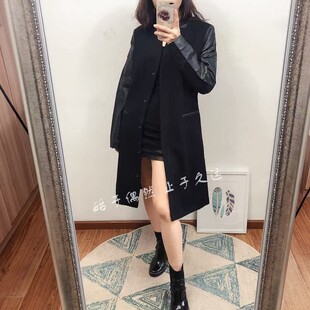 恣意拼接 率性而为 2026早春季新品拼皮收腰显瘦毛呢外套中长款女
