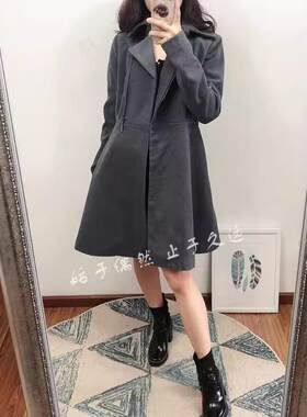 美式休闲极简时髦2026早春季新款女装先锋设计裙摆式拉链毛呢外套