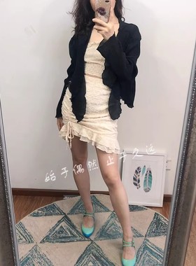 2025夏季新款女装 黑色透明款螺纹感防Shai衣打结薄款小外套罩衫