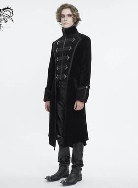 Devil Fashion恶魔时尚男装哥特朋克暗黑男士立领风衣长款CT23801