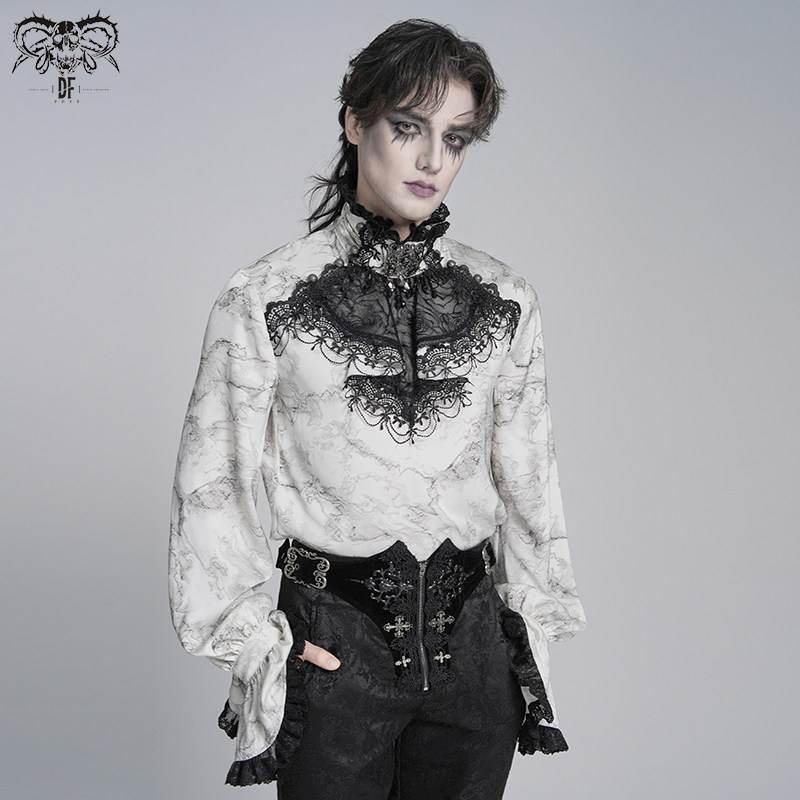 DEVIL FASHION恶魔时尚乱纹梭织哥特款有领结衬衣【SHT15601/2】
