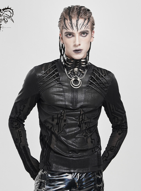 DevilFashion哥特风黑色半高领长袖上衣TT302