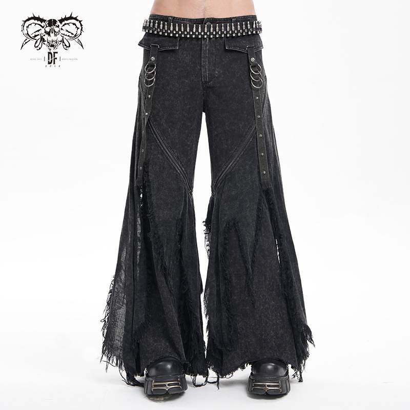 Devil Fashion恶魔时尚哥特暗黑男装大喇叭宽松个性牛仔裤PT262