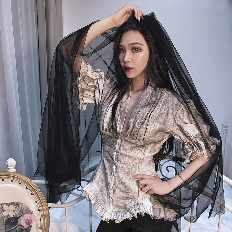 哥特女装复古宫廷朋克修身渐变