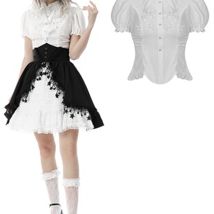 DARK IN LOVE哥特女装白色褶边领口衬衫上衣IW087WH