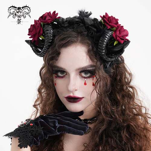 Devil Fashion恶魔时尚女装哥特小牛角发带发箍发夹 AS196