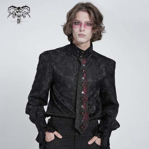 Devil Fashion恶魔时尚哥特暗黑男装拼色提花不百搭复古领带AS213