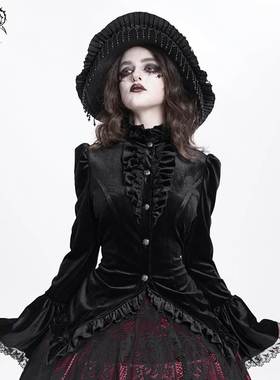 Devil Fashion恶魔时尚女装哥特 亮光丝绒料燕尾款衬衫SHT14101