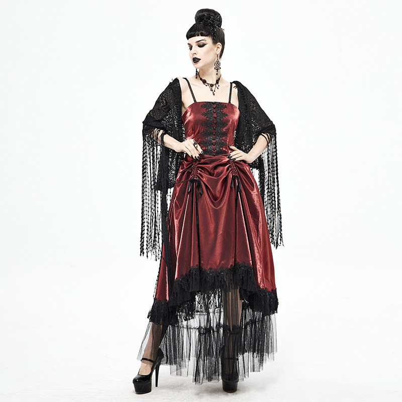 哥特风蕾丝披肩春秋季薄款流苏围巾暗黑系配饰装饰宴会表演饰品女