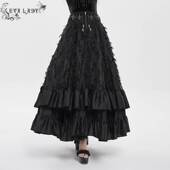 女装 EVA LADY恶魔时尚 哥特朋克暗黑蕾丝拼接蛋糕裙半身裙ESKT079