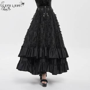 哥特朋克暗黑蕾丝拼接蛋糕裙半身裙ESKT079 女装 EVA LADY恶魔时尚