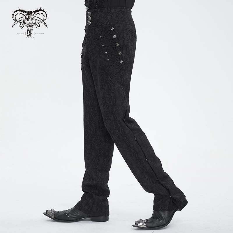Devil Fashion恶魔时尚男装哥特朋克暗黑铆钉装饰高腰裤子PT249