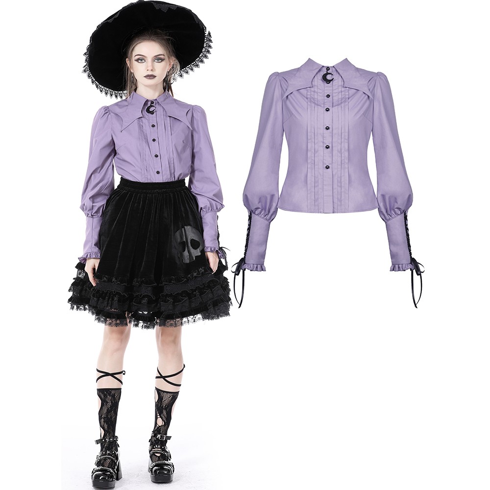 DARK IN LOVE哥特女装星领紫色女巫衬衫上衣IW095