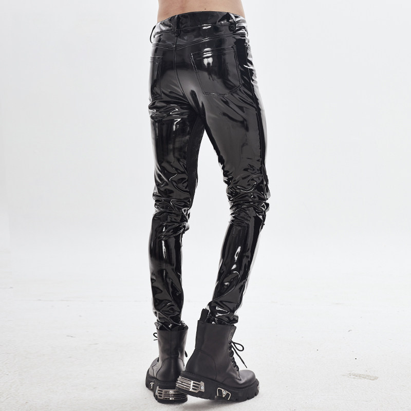 청소년 꽉 가죽 바지 사이버 펑크 남성 바지 가을 겨울 두꺼운 고탄성 캐주얼 PU 바지 패션 트렌드