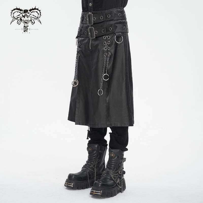 Devil Fashion恶魔时尚男装哥特朋克暗黑链条装饰半身裙男SKT203