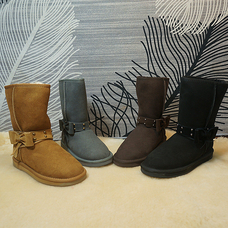 新款真皮羊皮毛一体雪地靴  冬季保暖中筒靴 套筒棉靴皮带扣68-1,女鞋,时尚雪地靴,淘宝优惠券,粉丝福利购,淘宝优惠卷