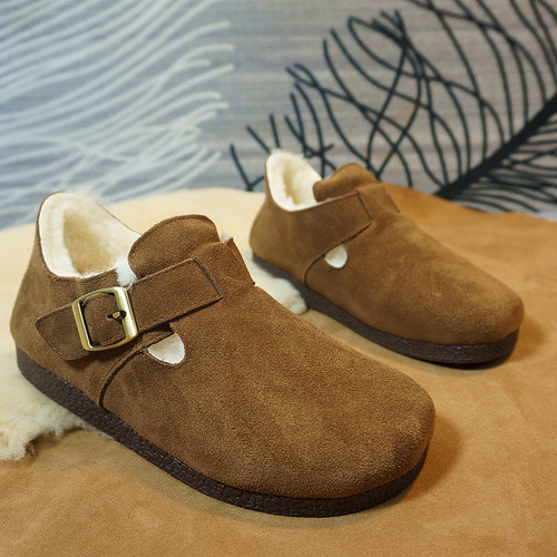 真皮羊毛秋冬款勃肯懒人鞋